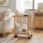 Carrito de Cocina de Bambú de 2 Niveles Carrito Auxiliar para Cocina con Ruedas 2 Estantes 54x36,5x60 cm Natural