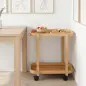 Carrito de Cocina de Bambú de 2 Niveles Carrito Auxiliar para Cocina con Ruedas 2 Estantes 54x36,5x60 cm Natural