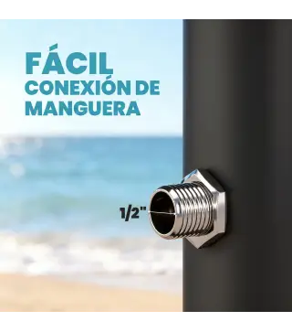 Ducha Solar Jardín 20L con Cabezal Ducha de Mano Grifo para Pies y Temperatura Ajustable Máx. 60 °C para Piscina Negro