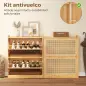 Zapatero Estrecho de Bambú con 2 Cajones Abatibles de Ratán para 12-14 Pares de Zapatos 69x29x83 cm Natural