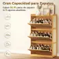 Zapatero Estrecho de Bambú con 3 Cajones Abatibles de Ratán para 18-21 Pares de Zapatos 69x29x119,8 cm Natural