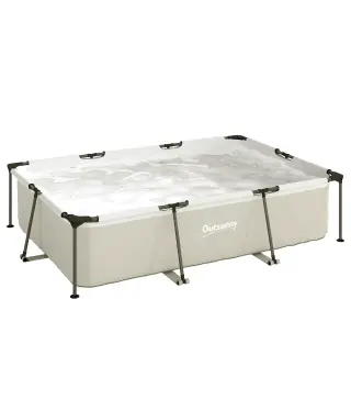 Piscina Desmontable Tubular 316x238x66,5 cm 3700 L con Marco Metálico Parche de Reparación sin Depuradora Gris