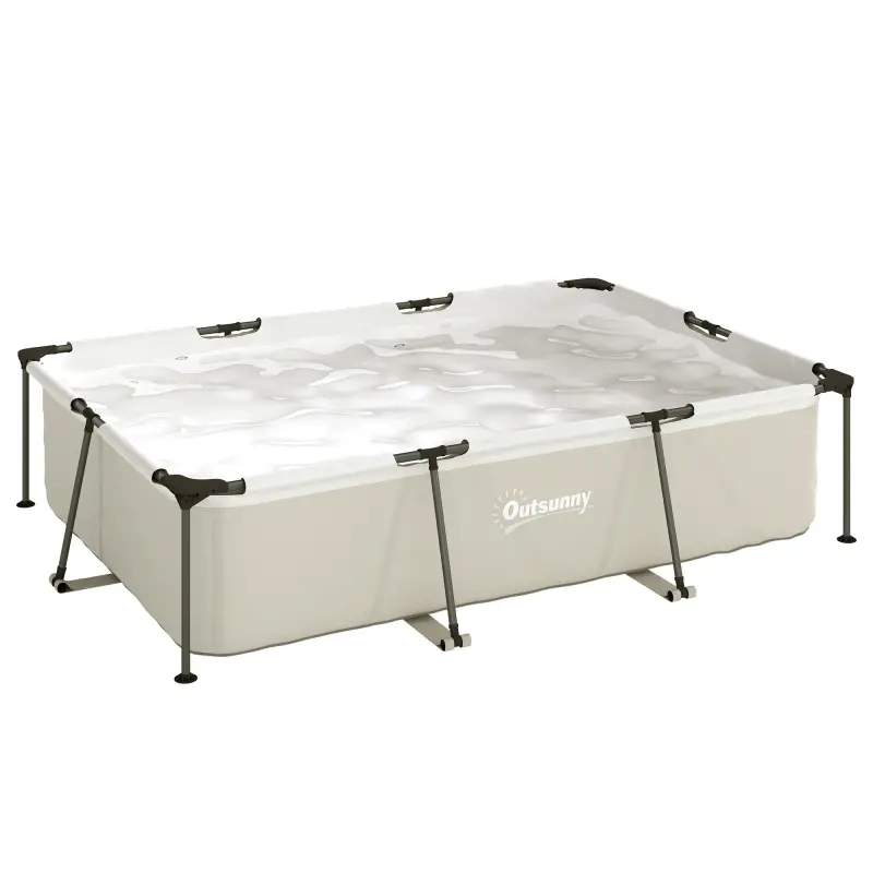 Piscina Desmontable Tubular 316x238x66,5 cm 3700 L con Marco Metálico Parche de Reparación sin Depuradora Gris