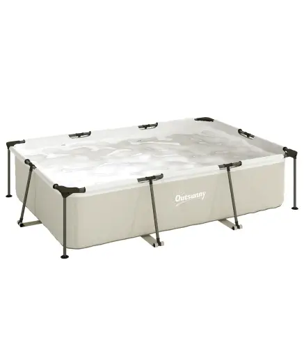 Piscina Desmontable Tubular 316x238x66,5 cm 3700 L con Marco Metálico Parche de Reparación sin Depuradora Gris