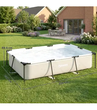 Piscina Desmontable Tubular 316x238x66,5 cm 3700 L con Marco Metálico Parche de Reparación sin Depuradora Gris