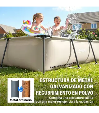 Piscina Desmontable Tubular 316x238x66,5 cm 3700 L con Marco Metálico Parche de Reparación sin Depuradora Gris