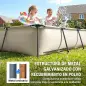 Piscina Desmontable Tubular 316x238x66,5 cm 3700 L con Marco Metálico Parche de Reparación sin Depuradora Gris