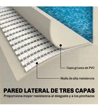 Piscina Desmontable Tubular 316x238x66,5 cm 3700 L con Marco Metálico Parche de Reparación sin Depuradora Gris