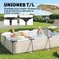 Piscina Desmontable Tubular 316x238x66,5 cm 3700 L con Marco Metálico Parche de Reparación sin Depuradora Gris