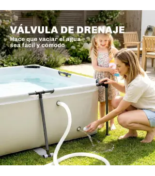 Piscina Desmontable Tubular 316x238x66,5 cm 3700 L con Marco Metálico Parche de Reparación sin Depuradora Gris