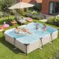 Piscina Desmontable Tubular 316x238x66,5 cm 3700 L con Marco Metálico Parche de Reparación sin Depuradora Gris