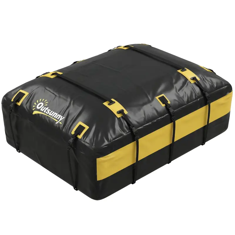 Bolsa de Techo para Coche 594L Impermeable con 6 Correas Alfombrilla Antideslizante Ganchos para Vehículos Amarillo Bolsa de Techo para Coche 594L Impermeable con 6 Correas Alfombrilla Antideslizante Ganchos para Vehículos Amarillo