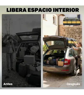 Bolsa de Techo para Coche 594L Impermeable con 6 Correas Alfombrilla Antideslizante Ganchos para Vehículos Amarillo