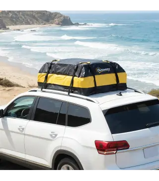 Bolsa de Techo para Coche 425L Impermeable con 8 Correas Alfombrilla Antideslizante Ganchos para Vehículos Amarillo