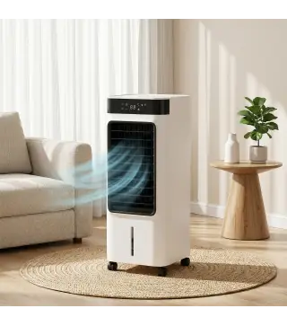 Climatizador Evaporativo 3 en 1 con Depósito de 7 L Oscilación 48° 3 Velocidades 3 Modos Temporizador 24h Blanco