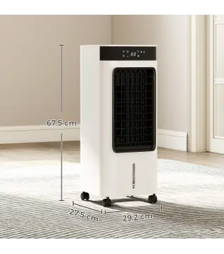 Climatizador Evaporativo 3 en 1 con Depósito de 7 L Oscilación 48° 3 Velocidades 3 Modos Temporizador 24h Blanco