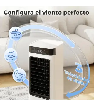 Climatizador Evaporativo 3 en 1 con Depósito de 7 L Oscilación 48° 3 Velocidades 3 Modos Temporizador 24h Blanco