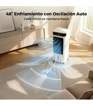 Climatizador Evaporativo 3 en 1 con Depósito de 7 L Oscilación 48° 3 Velocidades 3 Modos Temporizador 24h Blanco