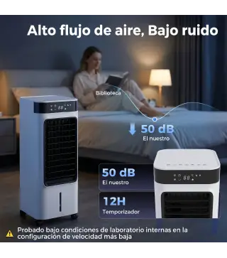 Climatizador Evaporativo 3 en 1 con Depósito de 7 L Oscilación 48° 3 Velocidades 3 Modos Temporizador 24h Blanco