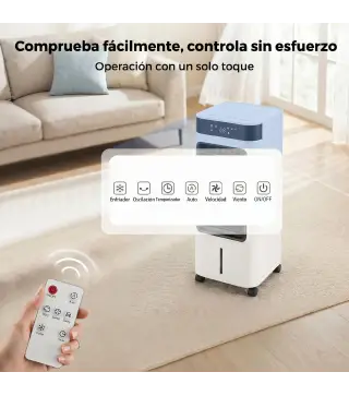 Climatizador Evaporativo 3 en 1 con Depósito de 7 L Oscilación 48° 3 Velocidades 3 Modos Temporizador 24h Blanco
