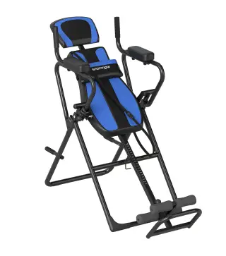 Tabla de Inversión Plegable con Dominadas y Flexiones Altura Ajustable 155-198 cm Ángulos 20° 40° 60° Cinturón Azul