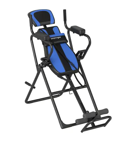 Tabla de Inversión Plegable con Dominadas y Flexiones Altura Ajustable 155-198 cm Ángulos 20° 40° 60° Cinturón Azul