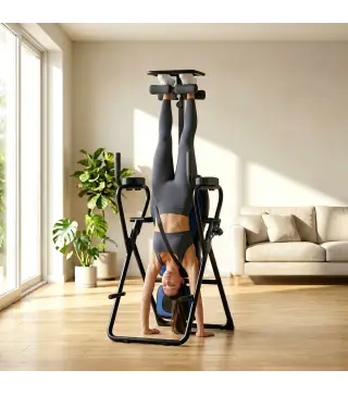 Tabla de Inversión Plegable con Dominadas y Flexiones Altura Ajustable 155-198 cm Ángulos 20° 40° 60° Cinturón Azul