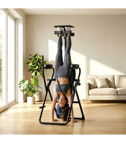 Tabla de Inversión Plegable con Dominadas y Flexiones Altura Ajustable 155-198 cm Ángulos 20° 40° 60° Cinturón Azul