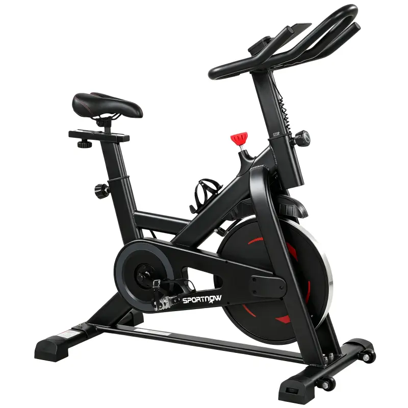 Bicicleta Estática en Casa con App Resistencia Magnética Regulable Pantalla LCD Asiento y Manillar Ajustables Ruedas