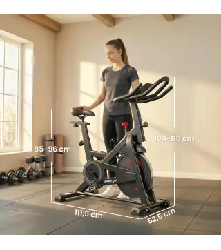 Bicicleta Estática en Casa con App Resistencia Magnética Regulable Pantalla LCD Asiento y Manillar Ajustables Ruedas