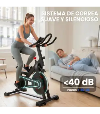 Bicicleta Estática en Casa con App Resistencia Magnética Regulable Pantalla LCD Asiento y Manillar Ajustables Ruedas