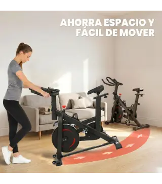 Bicicleta Estática en Casa con App Resistencia Magnética Regulable Pantalla LCD Asiento y Manillar Ajustables Ruedas