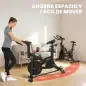 Bicicleta Estática en Casa con App Resistencia Magnética Regulable Pantalla LCD Asiento y Manillar Ajustables Ruedas
