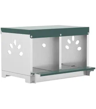 Ponedero para Gallinas de Acero Galvanizado con 2 Huecos para 2 Gallinas con Techo Impermeable y Ventilación Plateado y Verde