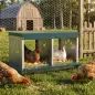 Ponedero para Gallinas de Acero Galvanizado con 2 Huecos para 2 Gallinas con Techo Impermeable y Ventilación Plateado y Verde