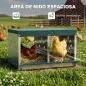 Ponedero para Gallinas de Acero Galvanizado con 2 Huecos para 2 Gallinas con Techo Impermeable y Ventilación Plateado y Verde