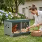 Ponedero para Gallinas de Acero Galvanizado con 2 Huecos para 2 Gallinas con Techo Impermeable y Ventilación Plateado y Verde