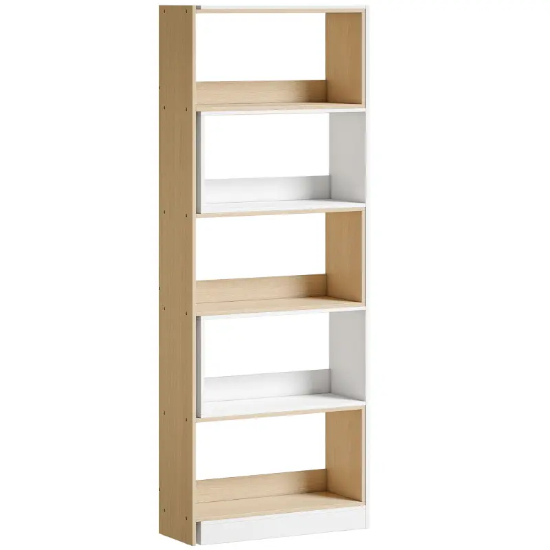 Estantería Expandible 5 Niveles Giratoria 350° Ancho Ajustable Convertible en en L Recta o Compacta 111,5x23,8x163,7 cm
