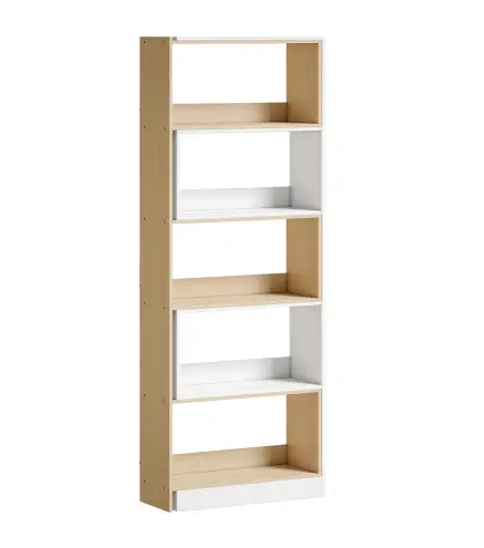 Estantería Expandible 5 Niveles Giratoria 350° Ancho Ajustable Convertible en en L Recta o Compacta 111,5x23,8x163,7 cm