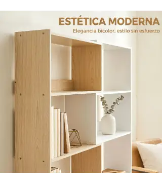 Estantería Expandible 5 Niveles Giratoria 350° Ancho Ajustable Convertible en en L Recta o Compacta 111,5x23,8x163,7 cm