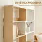 Estantería Expandible 5 Niveles Giratoria 350° Ancho Ajustable Convertible en en L Recta o Compacta 111,5x23,8x163,7 cm