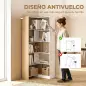 Estantería Expandible 5 Niveles Giratoria 350° Ancho Ajustable Convertible en en L Recta o Compacta 111,5x23,8x163,7 cm