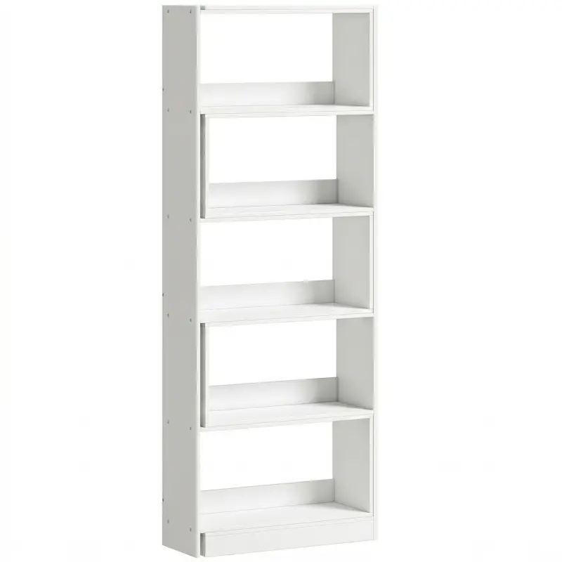 Estantería Expandible 5 Niveles Giratoria 350° Ancho Ajustable Convertible en en L Recta o Compacta 111,5x23,8x163,7 cm