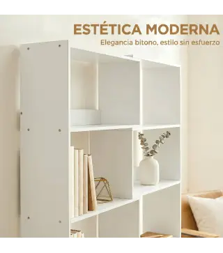Estantería Expandible 5 Niveles Giratoria 350° Ancho Ajustable Convertible en en L Recta o Compacta 111,5x23,8x163,7 cm