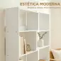 Estantería Expandible 5 Niveles Giratoria 350° Ancho Ajustable Convertible en en L Recta o Compacta 111,5x23,8x163,7 cm