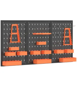 Organizador de Herramientas de Pared de 33 Piezas 120x60 cm con Ganchos Contenedores y Estantes Negro y Naranja