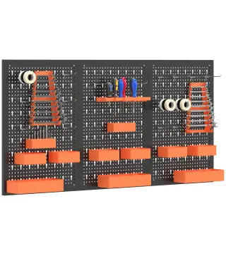 Organizador de Herramientas de Pared de 33 Piezas 120x60 cm con Ganchos Contenedores y Estantes Negro y Naranja