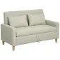 Sofá de 2 Plazas Tapizado en Lino Sintético con Espacio de Almacenaje 2 Almohadas y Patas de Madera 135x71x84 cm Beige