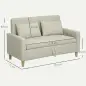 Sofá de 2 Plazas Tapizado en Lino Sintético con Espacio de Almacenaje 2 Almohadas y Patas de Madera 135x71x84 cm Beige