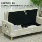 Sofá de 2 Plazas Tapizado en Lino Sintético con Espacio de Almacenaje 2 Almohadas y Patas de Madera 135x71x84 cm Beige